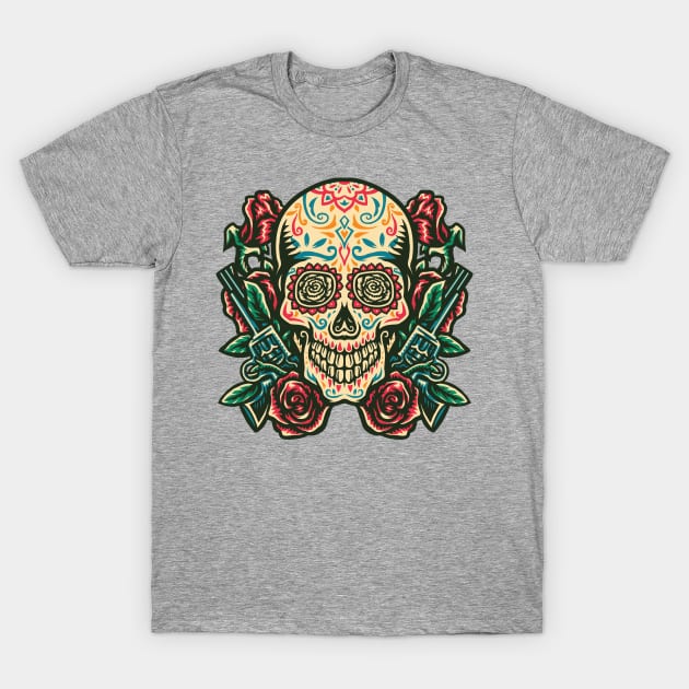 Calevera y rosas - dia de muertos - clean design T-Shirt by verde